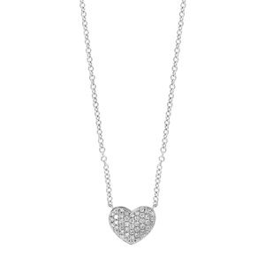 NEW EFFY Sterling Silver Diamond Heart Pendant Necklace - 0.13 CTW